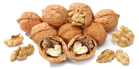 cracking walnuts on white