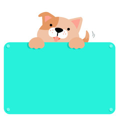 Cute brown dog hold blank  board vector