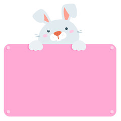 Cute rabbit hold blank board vector