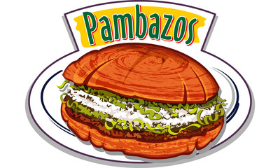 Mexican sandwich - Pambazos - vector