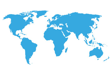 Fototapeta na wymiar World map blue on a white background. Vector illustration