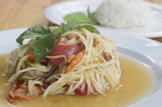papaya salad somtum thai asian cuisine vegetable