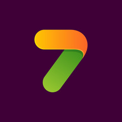 Number seven logo formed by colorful line.