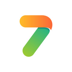 Number seven logo formed by colorful line.