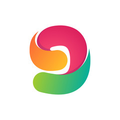 Number nine logo formed by colorful line.