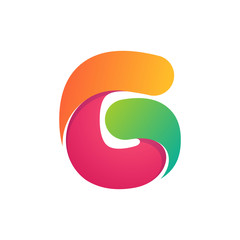 Number six logo formed by colorful line.