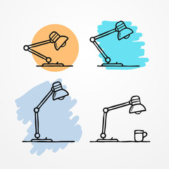 Collection of flexible table lamps in rough sketchy flat style. Vector stock illustration.