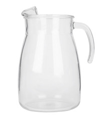 An empty glass jug isolated on a white background