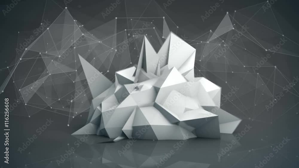 Poster grey futuristic network shape. abstract future technology construction. 3d render smooth animation w