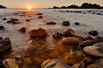 sea rocks at sunset