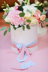 Flowers arrangement bouquets as decoration for wedding