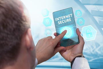 Business, technology, internet and networking concept. Young bus