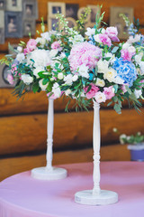 Flowers arrangement bouquets as decoration for wedding