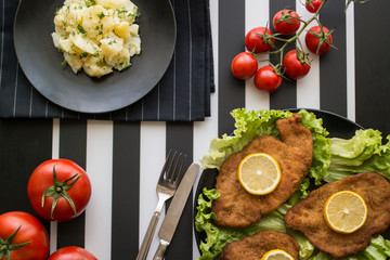 schnitzel with potato salad