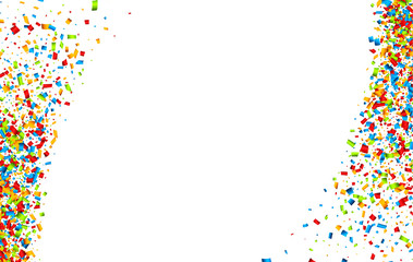 White background with confetti.