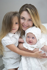 Young mother and daughters