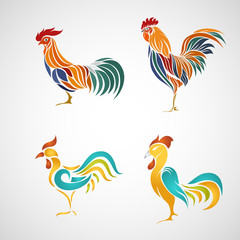 rooster logo design icon vector set