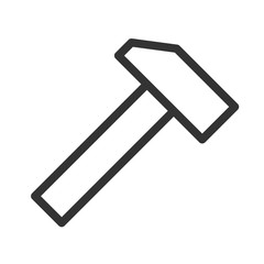 Hammer icon. Simple flat logo of hammer on white background. Vector illustration.