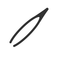 Tweezers icon. Simple flat logo of tweezers on white background. Vector illustration.