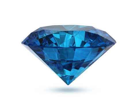 Blue diamond isolated on white background , 3d rendering