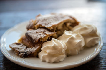 Strudel with cream