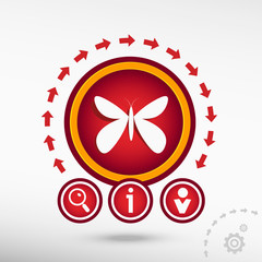 Butterfly flat icon on creative background