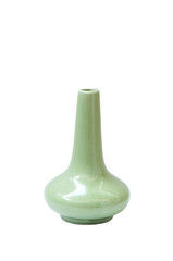 Green vase isolated on a white background