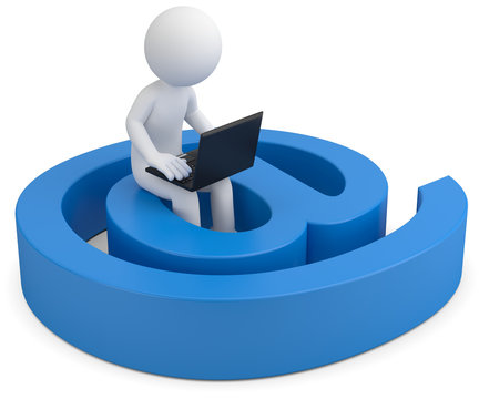 3d M&auml;nnchen checkt am Laptop seinen Posteingang von Emails