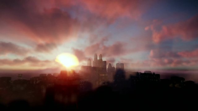Beautiful timelapse sunrise over city