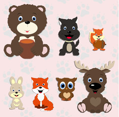 collection of forest animals