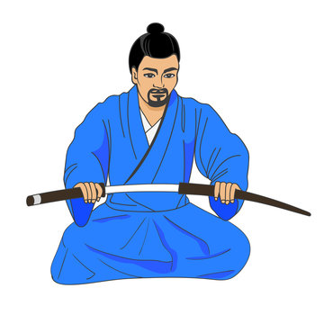 Vector illustration of a Japanese samurai ronin