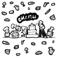 cover menu cheerful chef preparing a meal