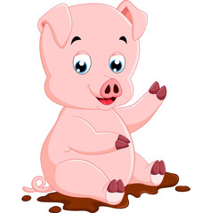 Fototapeta na wymiar Cute pig cartoon