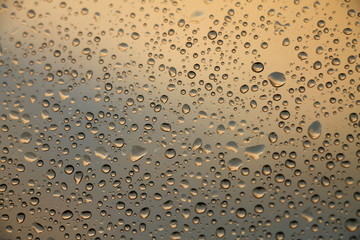 Rain drops on window , rainy day