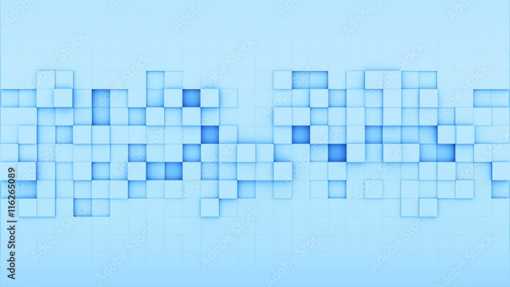 Poster blue squares. 3d render seamless loop abstract background. 4k uhd (3840x2160)