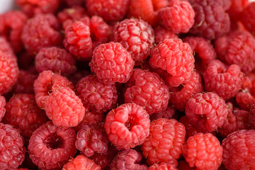Just picked ripe raspberries background