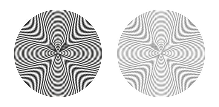 concentric geometric circles with lines 2 mm apart - two very thin circles with different thicknesses
