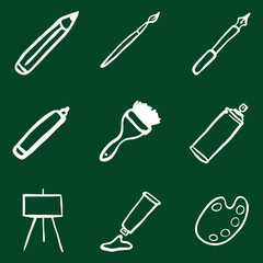 Vector Doodle Art, Painting and Drawing Icons Set