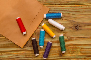 Colorful bobbins of threads