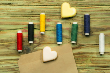 Colorful bobbins of threads