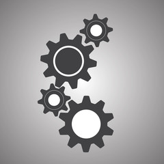 Gears, gear wheels, cog wheels on white