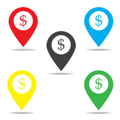 Map pointer with dollar sign icon