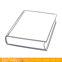 Closed book. Editable vector graphic in linear style.