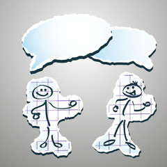 stickman communicating with each other