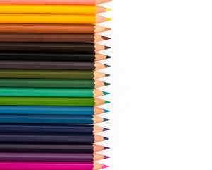Color pencils isolated on white background close up