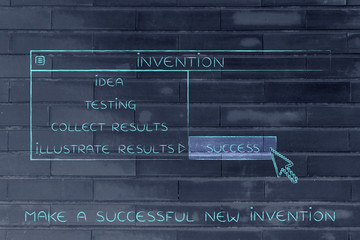 Invention dropdown menu, pointer selecting the Success option