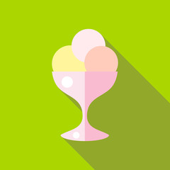 Ice cream icon in flat style with long shadow. Food symbol