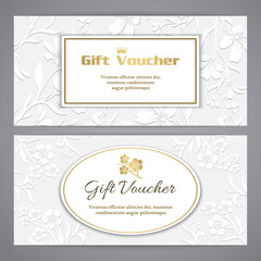 Obraz na płótnie Canvas Gift voucher template with embossed pattern
