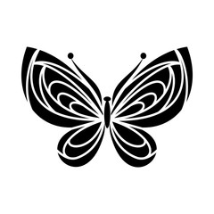 Beautiful butterfly icon in simple style isolated on white background. Insect symbol