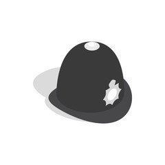 Hat english police icon in isometric 3d style isolated on white background. Headdress symbol